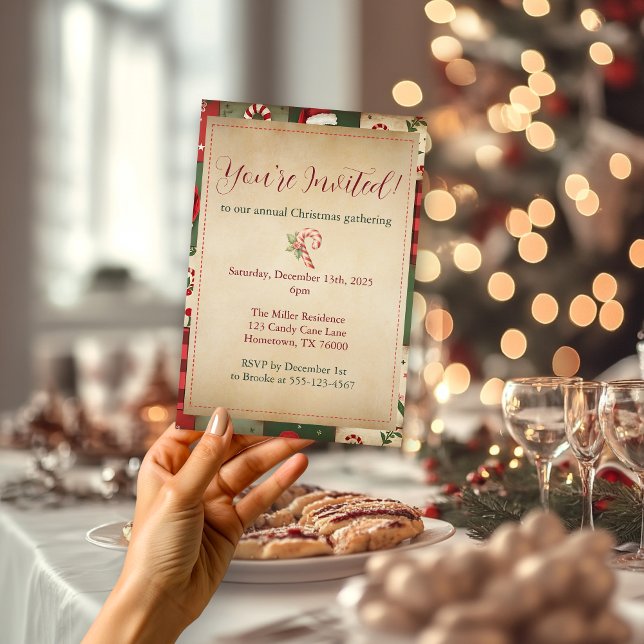 Vintage Patchwork Quilt Christmas Party Invitation (Creator Uploaded)