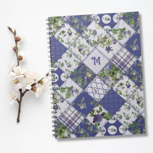 Vintage Patchwork Quilt Monogram Notebook