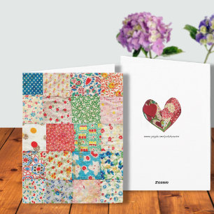 Vintage Patchwork Quilt Print Card