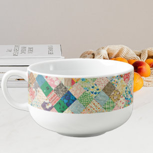 Vintage Patchwork Quilt  Soup Mug