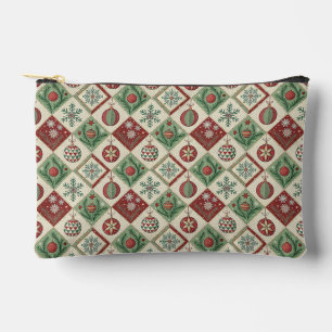 Vintage Patchwork Quilted Christmas Pattern Accessory Pouch