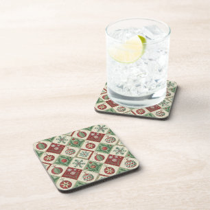 Vintage Patchwork Quilted Christmas Pattern Coaster