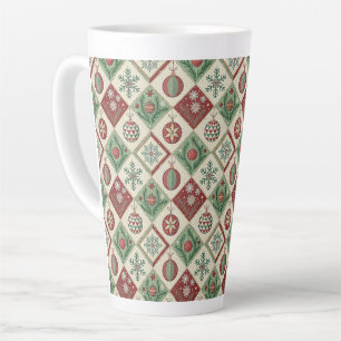 Vintage Patchwork Quilted Christmas Pattern Latte Mug