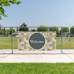 Vintage, patchwork quilted look banner