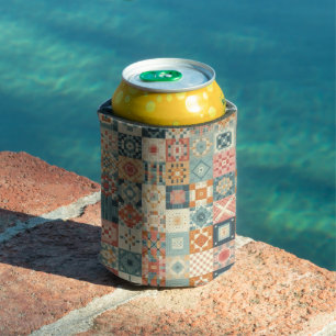 Vintage, patchwork quilted look can cooler