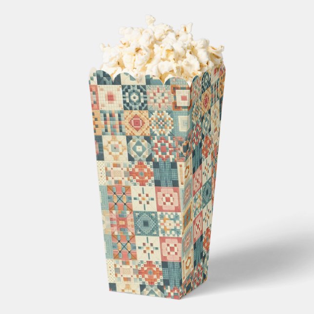 Vintage, patchwork quilted look favour box (Popped)