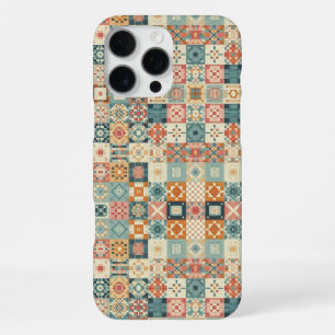 Vintage, patchwork quilted look iPhone 16 pro max case