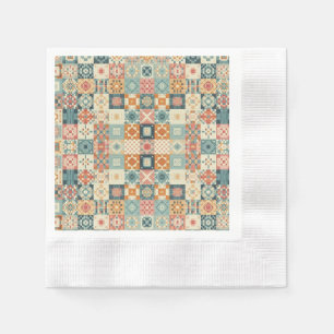Vintage, patchwork quilted look napkin
