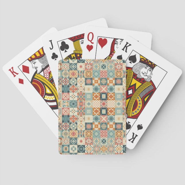 Vintage, patchwork quilted look playing cards (Back)