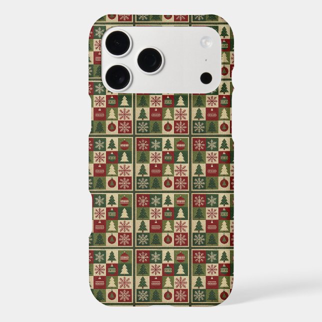Vintage, patchwork quilted look rustic Christmas (Back)