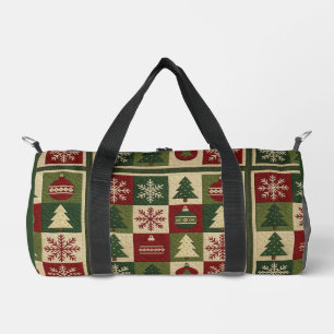 Vintage, patchwork quilted look rustic Christmas Duffle Bag
