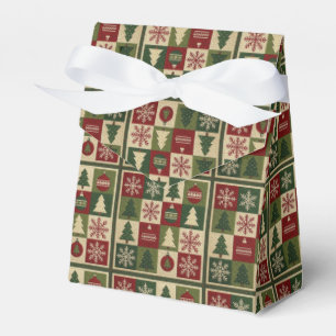 Vintage, patchwork quilted look rustic Christmas Favour Box