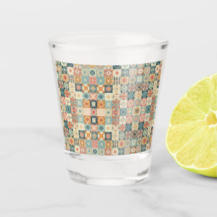 Vintage, patchwork quilted look shot glass