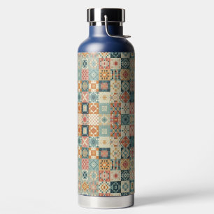 Vintage, patchwork quilted look water bottle