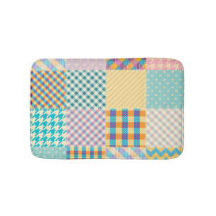 Vintage Patchwork: Textile Seamless Background Bath Mat