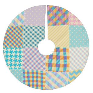 Vintage Patchwork: Textile Seamless Background Brushed Polyester Tree Skirt