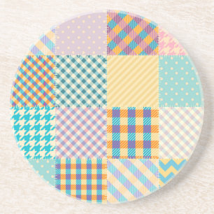 Vintage Patchwork: Textile Seamless Background Coaster