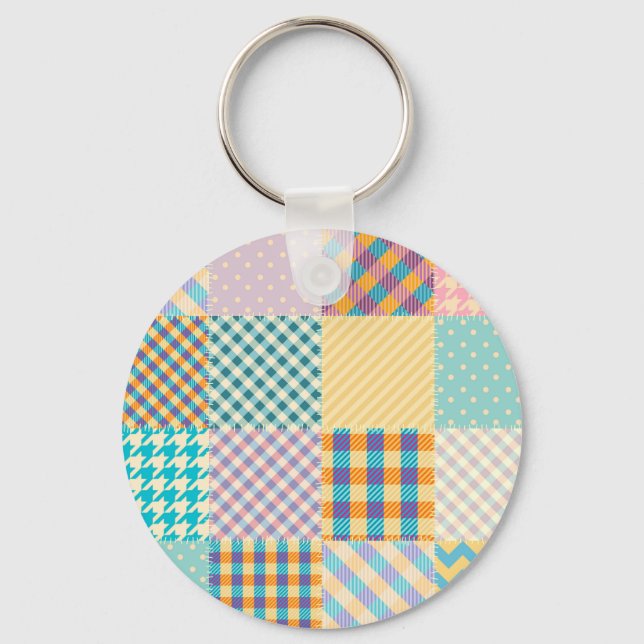 Vintage Patchwork: Textile Seamless Background Key Ring (Front)