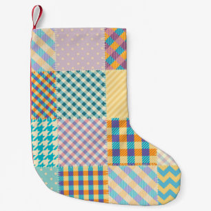 Vintage Patchwork: Textile Seamless Background Small Christmas Stocking