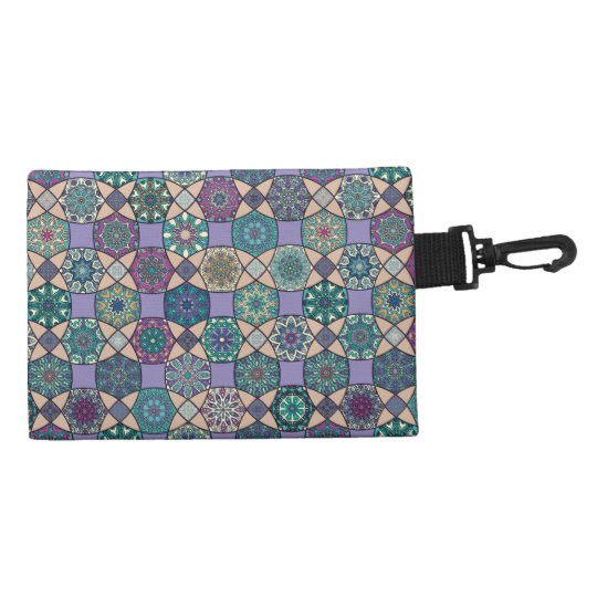 Vintage patchwork with floral mandala elements accessory bag