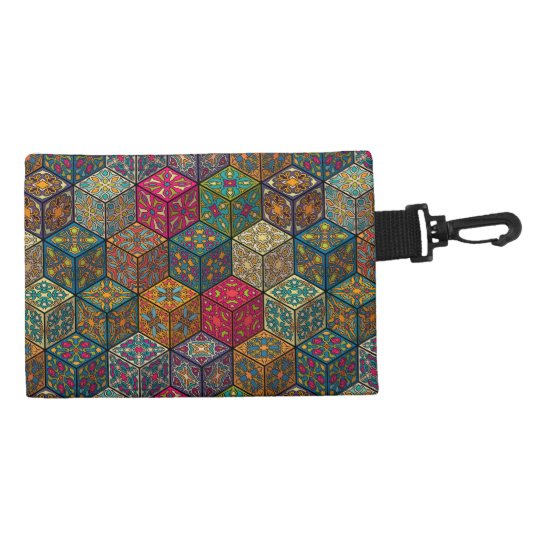 Vintage patchwork with floral mandala elements accessory bag