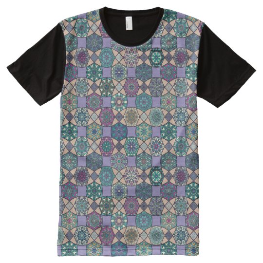 Vintage patchwork with floral mandala elements All-Over print T-Shirt