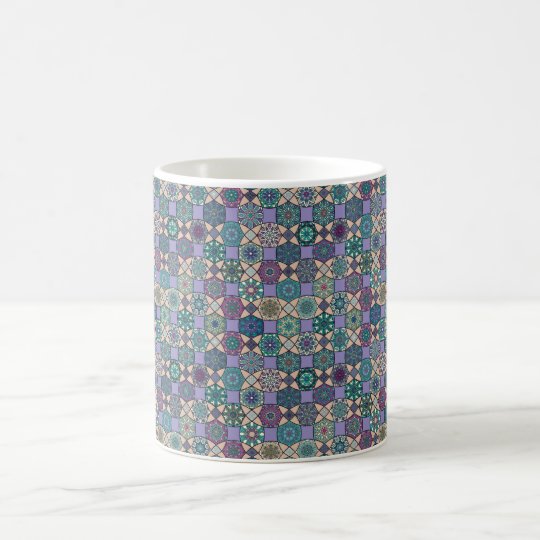 Vintage patchwork with floral mandala elements coffee mug