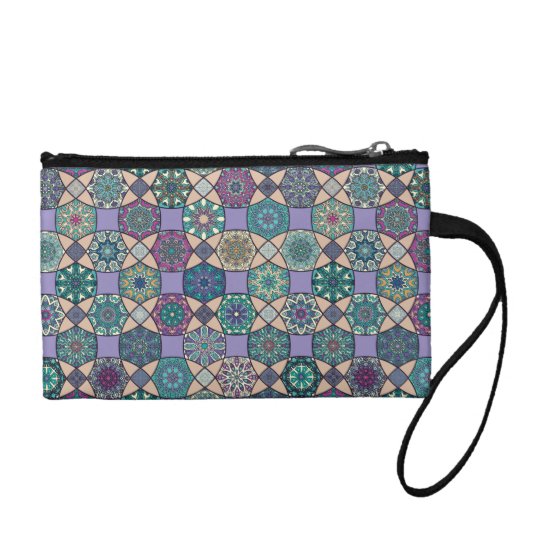 Vintage patchwork with floral mandala elements coin purse