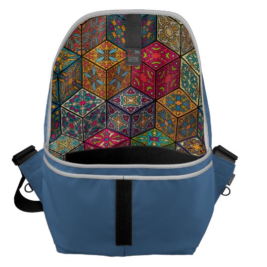 Vintage patchwork with floral mandala elements commuter bags