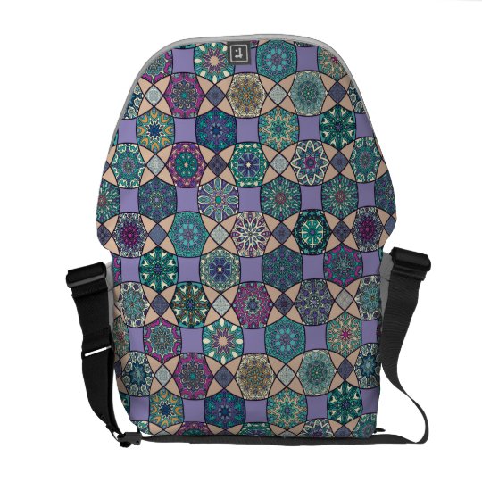 Vintage patchwork with floral mandala elements courier bags