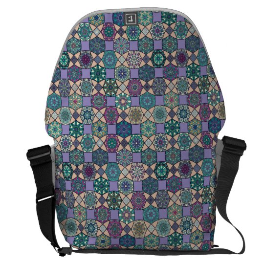 Vintage patchwork with floral mandala elements courier bags