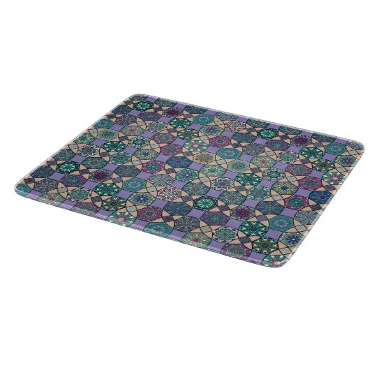 Vintage patchwork with floral mandala elements cutting board