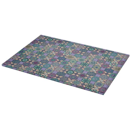 Vintage patchwork with floral mandala elements cutting board