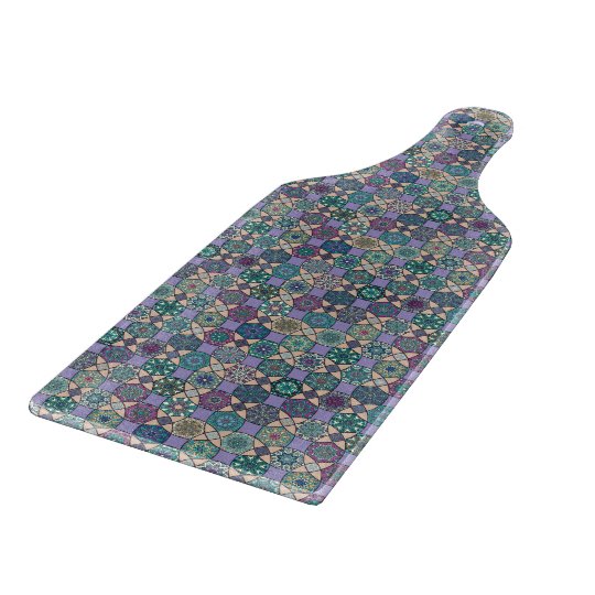 Vintage patchwork with floral mandala elements cutting board