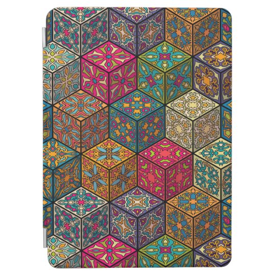 Vintage patchwork with floral mandala elements iPad air cover