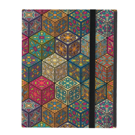 Vintage patchwork with floral mandala elements iPad case
