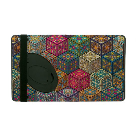 Vintage patchwork with floral mandala elements iPad case