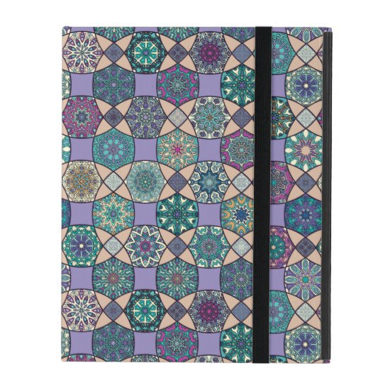 Vintage patchwork with floral mandala elements iPad cover
