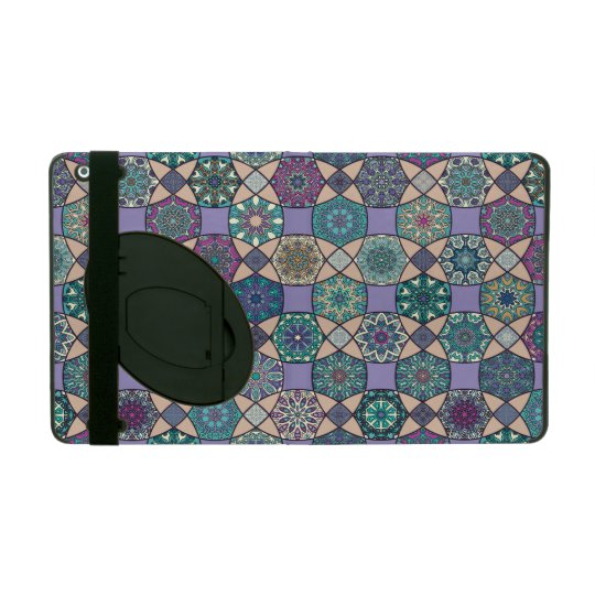 Vintage patchwork with floral mandala elements iPad cover