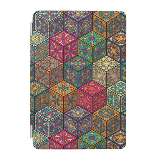 Vintage patchwork with floral mandala elements iPad mini cover