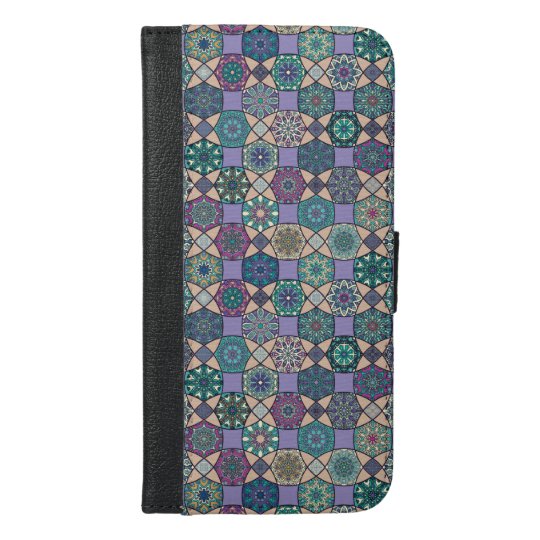 Vintage patchwork with floral mandala elements iPhone 6/6s plus wallet case