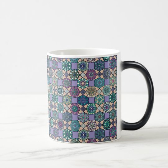Vintage patchwork with floral mandala elements magic mug