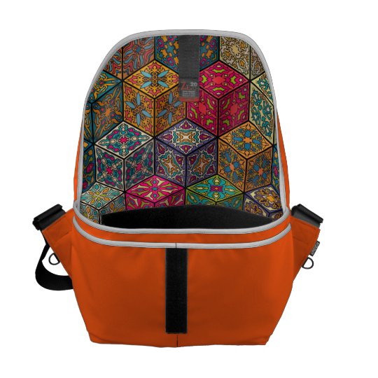 Vintage patchwork with floral mandala elements messenger bags