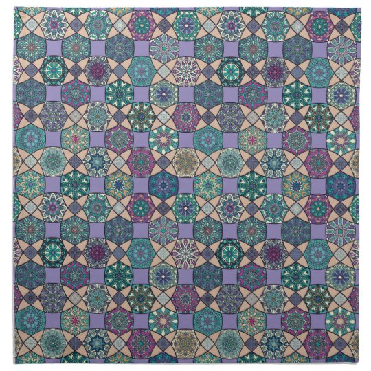 Vintage patchwork with floral mandala elements napkin