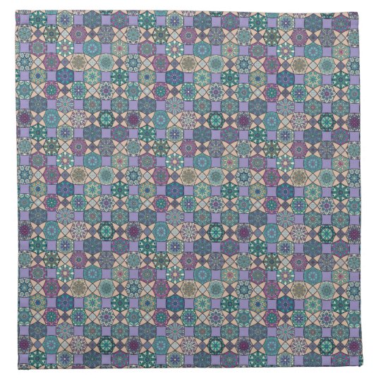 Vintage patchwork with floral mandala elements napkin