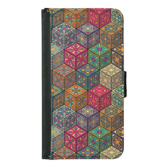 Vintage patchwork with floral mandala elements samsung galaxy s5 wallet case