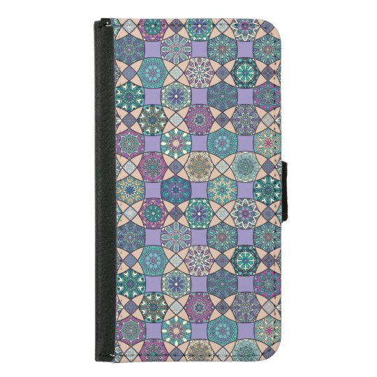 Vintage patchwork with floral mandala elements samsung galaxy s5 wallet case