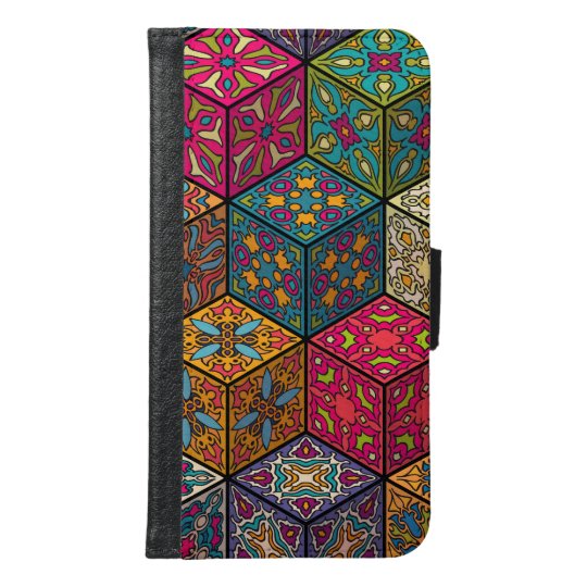 Vintage patchwork with floral mandala elements samsung galaxy s6 wallet case