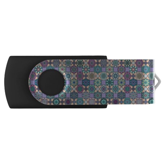 Vintage patchwork with floral mandala elements USB flash drive