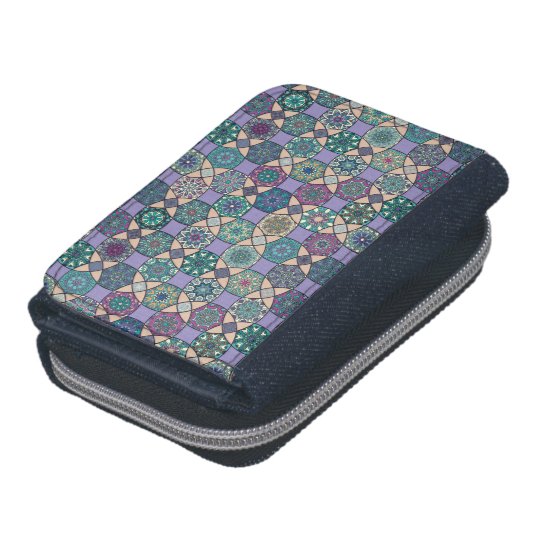 Vintage patchwork with floral mandala elements wallet